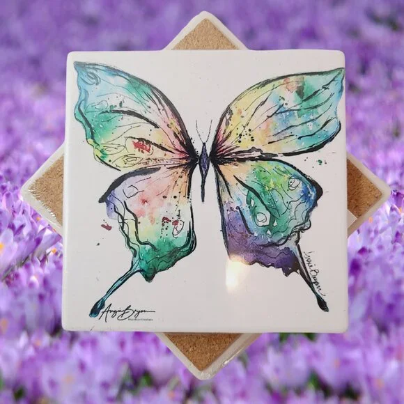 Butterfly Sandstone Coaster created by Angie Bryan of Angie Bryan Creations - Picture 1 of 6